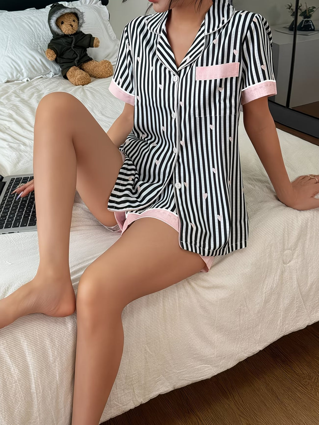 Women's Homewear Set Top with Shorts - NW36