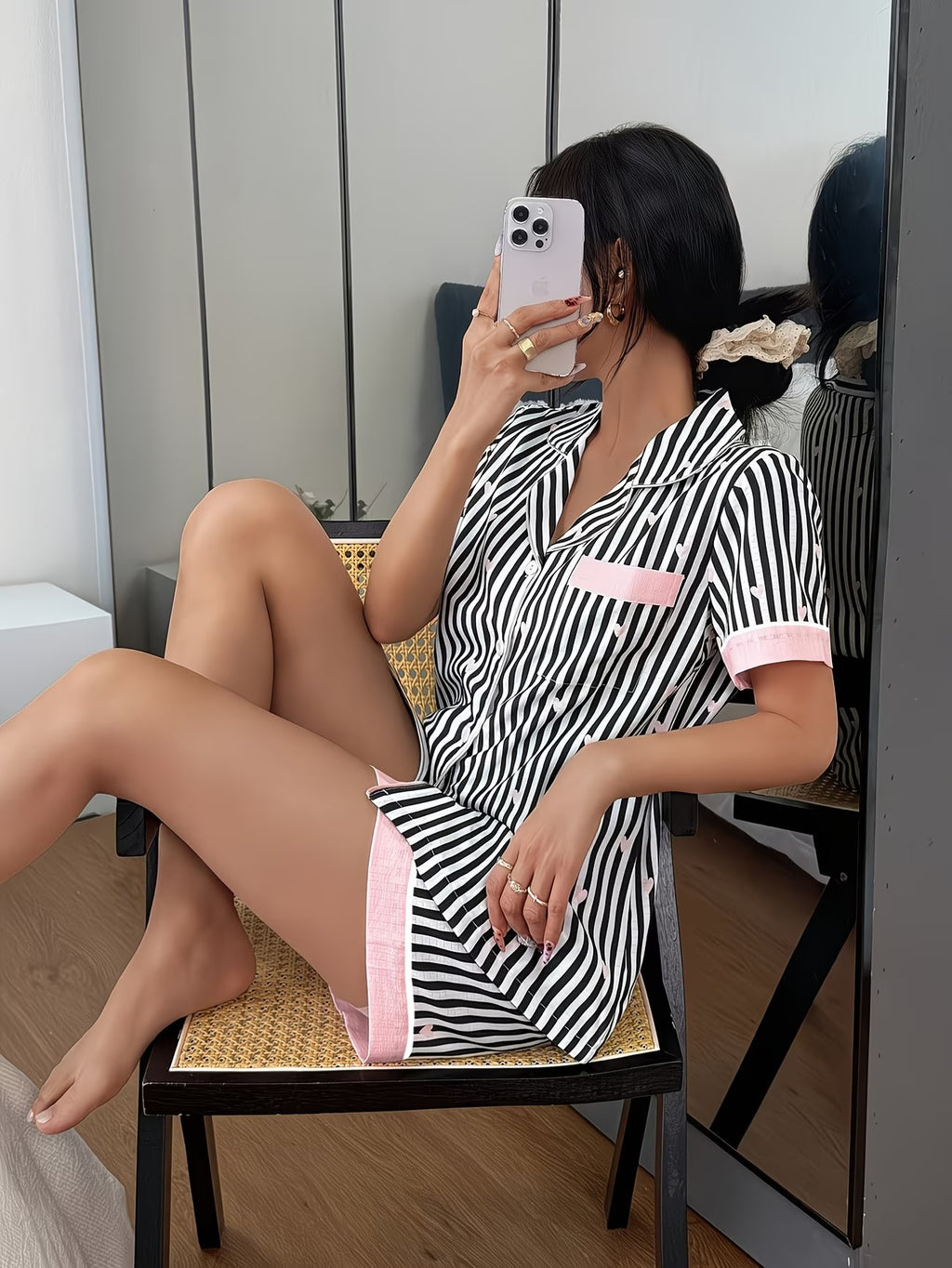Women's Homewear Set Top with Shorts - NW36